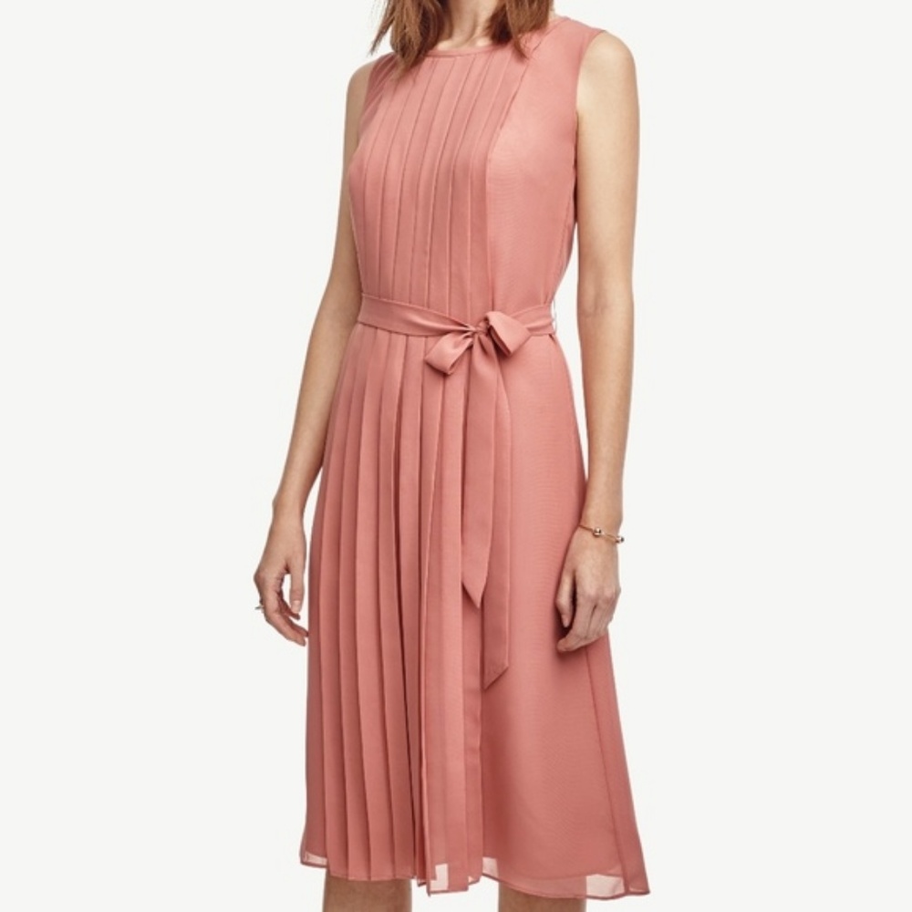 Ann Taylor Blush Pink Pleated Dress
